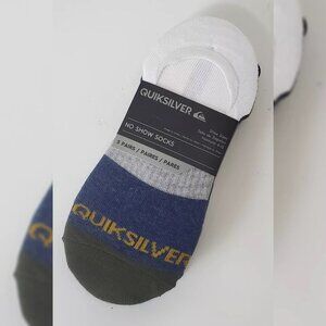 QUIKSILVER NO SHOW SOCKS MEN'S 5 PAIRS SHOE SIZE 6-12 MULTICOLOR